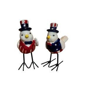 Cracker Barrel Ceramic Patriotic Birds Salt And Pepper Shakers Collectible